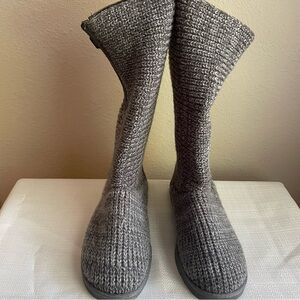 Kohl’s Size 6 Gray Knit Tall Pull On Half Zip Boots